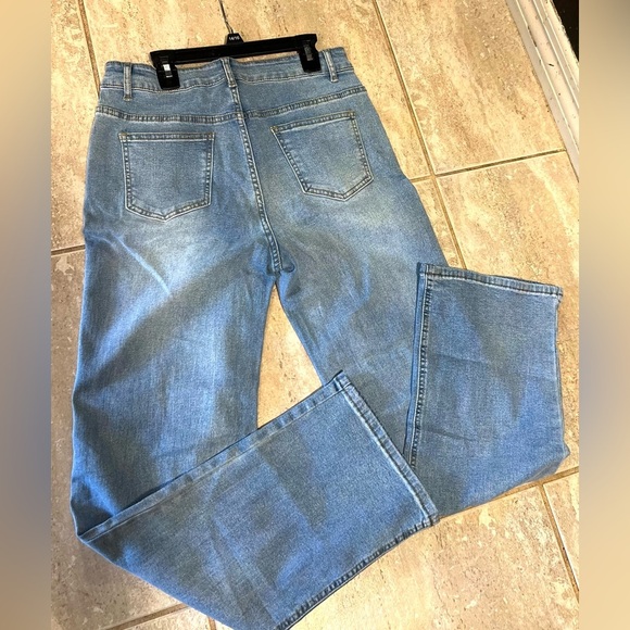 Low Waisted Jeans Trendy Straight Leg Boyfriend Asymmetrical Denim Pants💙SZ 8 - Picture 8 of 12